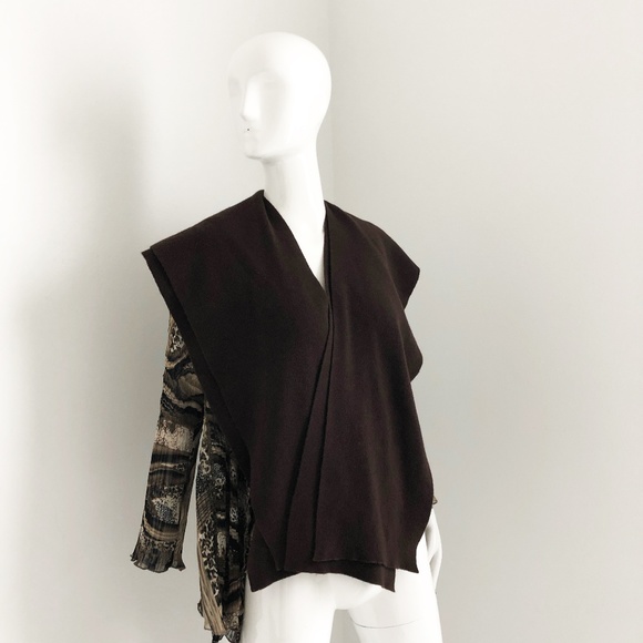 Chanel Shawl Scarf Chocolate Brown Knit Split Shawl Vintage 80s Rare with COA - Picture 3 of 8